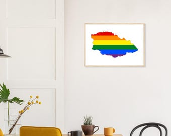 Gozo Pride Map Framed Print, Rainbow Malta Wall Art, LGBTQIA+ Gift (A4 to A2)