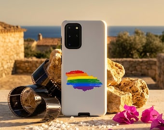 Gozo Pride Paintbrush Case, Rainbow Map Malta, Samsung Tough Case, LGBTQIA+ Gift
