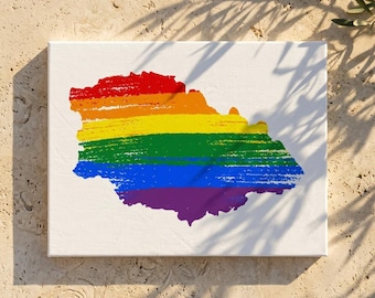 Gozo Pride Rainbow Map Canvas Art, LGBTQIA+ Malta Wall Decor (Ready to Hang)