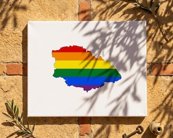 Gozo Pride Map Canvas Print, Rainbow Malta Wall Art, Ready to Hang (60x90cm)