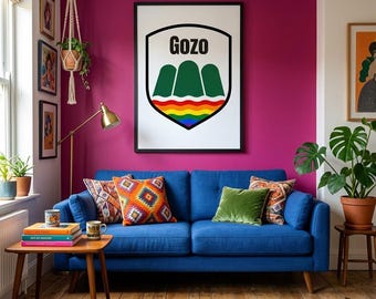 Gozo Pride Crest Print, Għawdex Rainbow Badge Art, Malta Poster (A4 to A2)