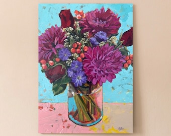 Original acrylic floral painting-Valentine’s Day-24”x30”