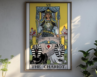 The Chariot Tarot Card Print, Rider Waite Major Arcana Wall Art (Digital Download)