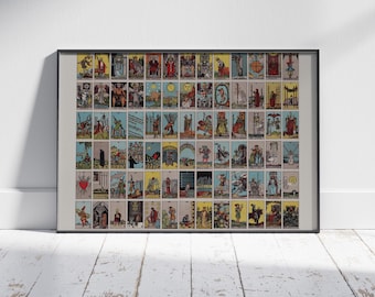 Full 78 Card Tarot Deck Poster, Rider Waite Landscape Wall Art (Instant Download)