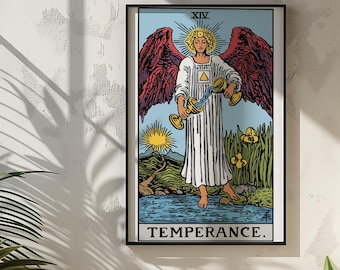 Temperance Tarot Card Wall Art, Rider Waite Mystical Decor (Digital Download)
