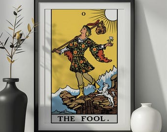 The Fool Tarot Card Wall Art, Rider Waite Major Arcana Print (Instant Download)