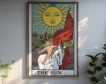 The Sun Tarot Card Wall Art, Rider Waite Major Arcana Print (Digital Download)