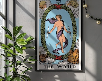 The World Tarot Card Print, Rider Waite Major Arcana Wall Art (Digital Download)