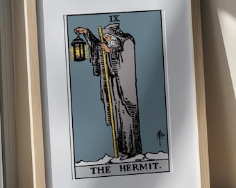 The Hermit Tarot Card Print, Rider Waite Major Arcana Wall Art (Digital Download)