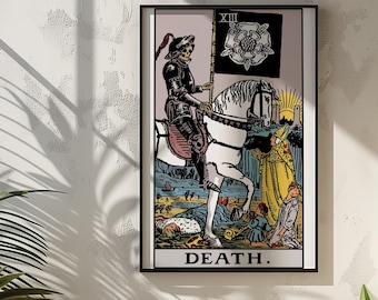 Death Tarot Card Wall Art Printable, Rider Waite Tarot Print, Witchy Mystical Major Arcana Decor, Classic XIII Tarot Poster, Instant Downloa