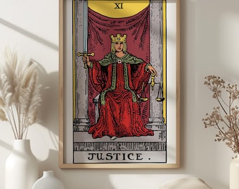 Justice Tarot Card Print, Rider Waite Major Arcana Wall Art (Digital Download)