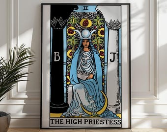 High Priestess Tarot Card Wall Art, Rider Waite Mystical Major Arcana Print (Digital Download)