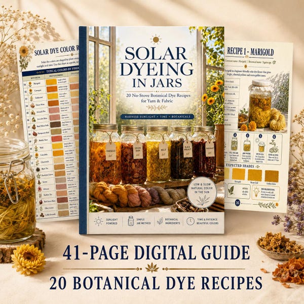 Solar Dyeing PDF Guide, 20 Botanical Dye Recipes for Yarn and Fabric, A4 + US Letter