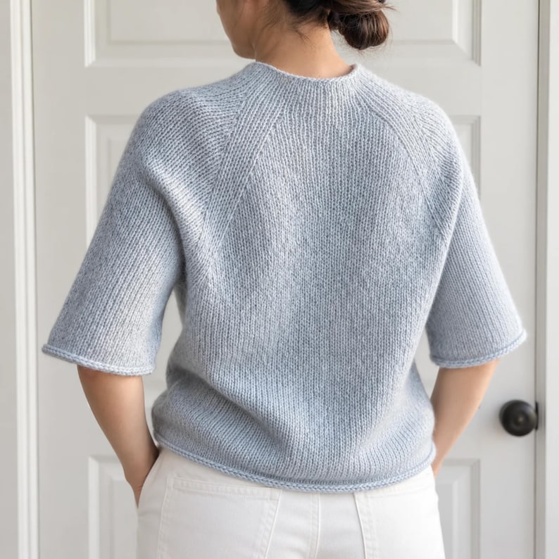 Raglan Sweater Knitting Pattern PDF, Short Sleeve Pullover, Seamless ...