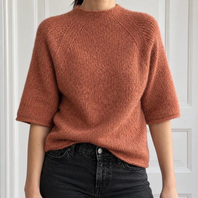Raglan Sweater Knitting Pattern PDF, Short Sleeve Pullover, Seamless ...