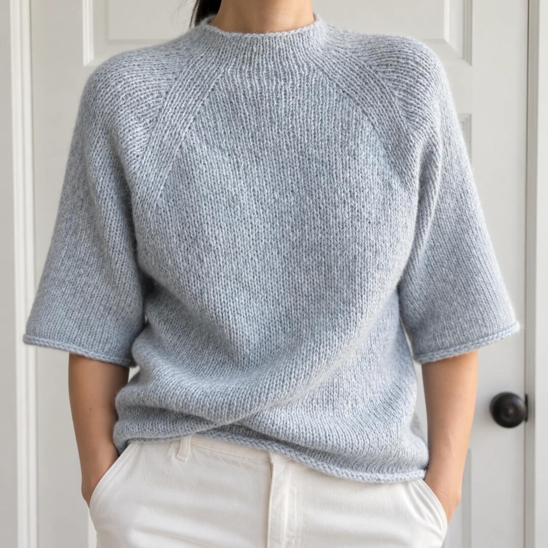 Raglan Sweater Knitting Pattern PDF, Short Sleeve Pullover, Seamless ...