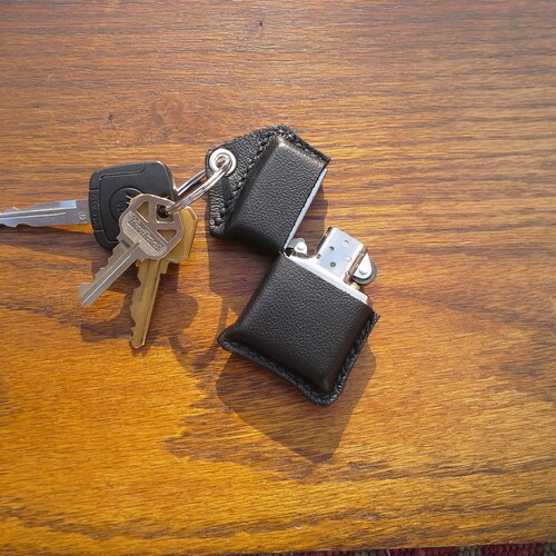 ZIPPO Lighter With Leather Key Fob Case Etsy