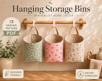 Fabric Hanging Storage Bin Sewing Pattern PDF | Mini Organizer Basket, DIY Fabric Basket Pattern, Beginner Friendly, Instant Download