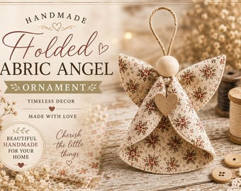 Folded Fabric Angel Ornament Pattern PDF | Christmas Sewing DIY