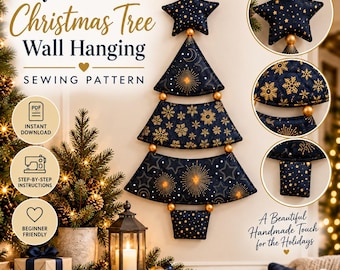 Layered Fabric Christmas Tree Wall Hanging Sewing Pattern PDF | Quilted-Style Tiered Tree Wall Decor | Beginner Christmas Sewing Tutorial