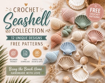 Crochet Seashell Pattern PDF, 2 Amigurumi Shell Patterns | Scallop & Conch Spiral Shell, Coastal Beach Decor, Beginner Tutorial
