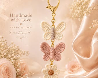 Crochet Butterfly Keychain Pattern PDF | Easy Amigurumi Bag Charm Tutorial | Beginner Friendly Daisy Keyring | Gift for Her