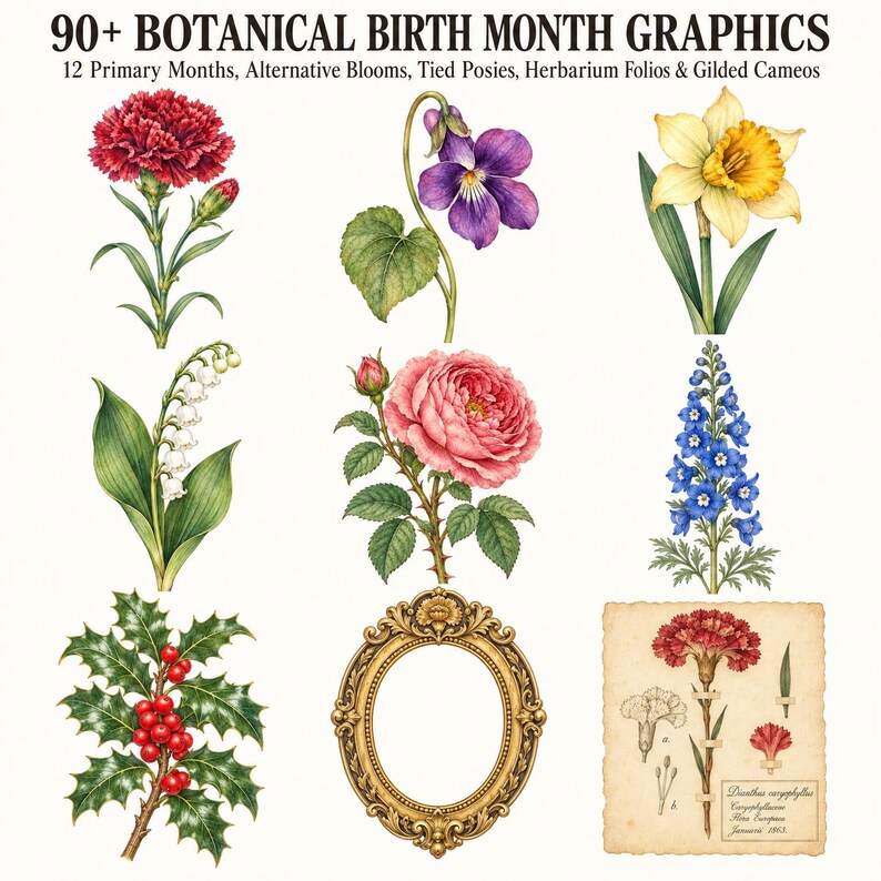 Victorian Birth Month Flowers — listing image 2 of 10
