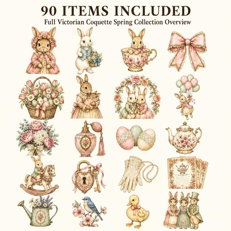 Coquette Spring Bunnies & Florals — listing image 2 of 9