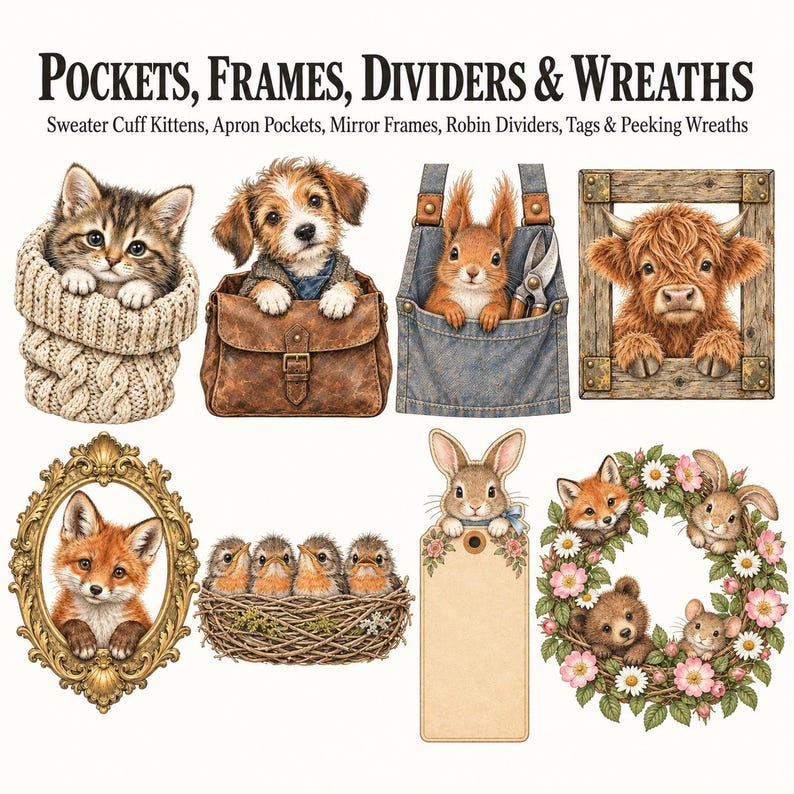 Whimsical Peeking Storybook Animals — listing image 6 of 10