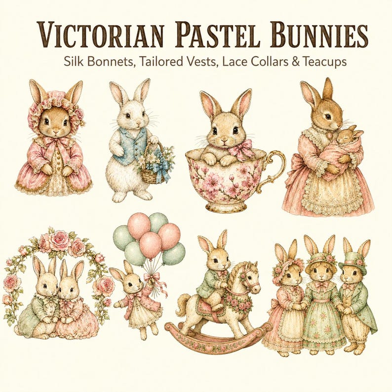 Coquette Spring Bunnies & Florals — listing image 3 of 9