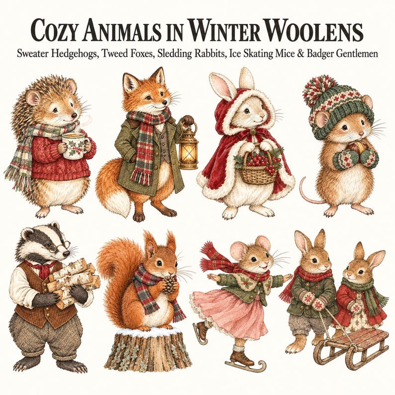 Victorian Winter Storybook Animals — listing image 3 of 10