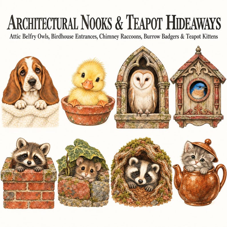 Whimsical Peeking Storybook Animals — listing image 4 of 10
