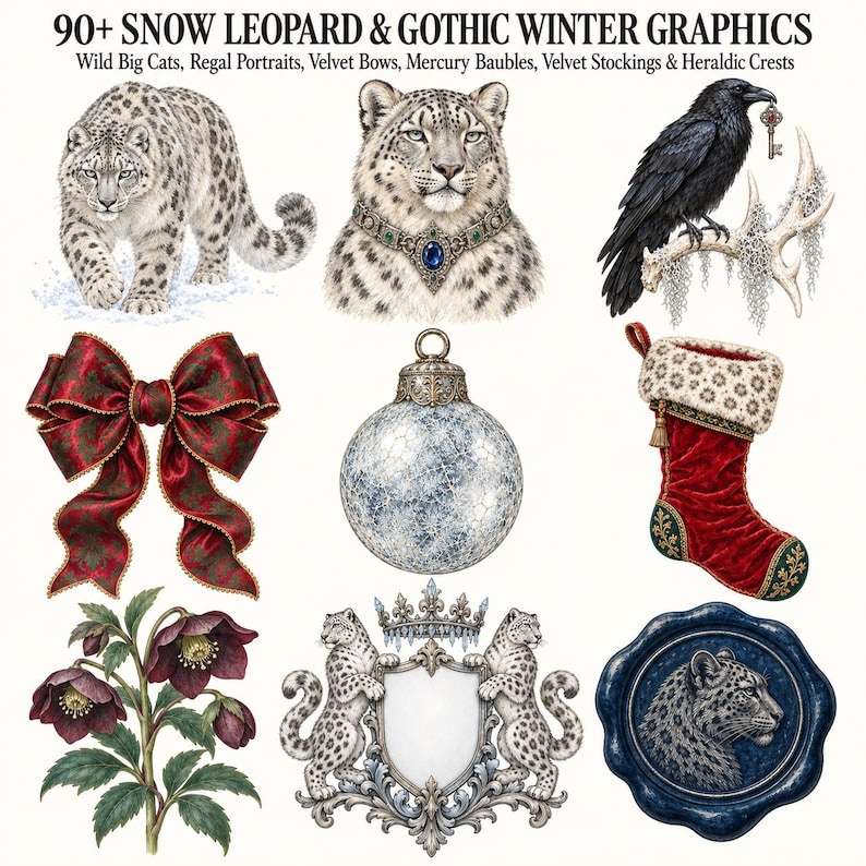 Snow Leopard Gothic Christmas — listing image 2 of 10