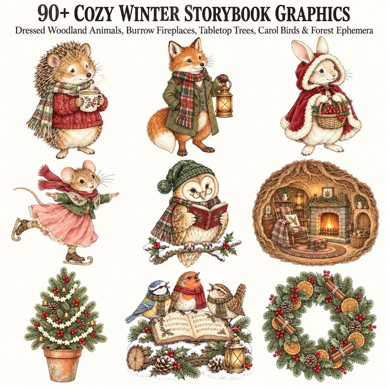 Victorian Winter Storybook Animals — listing image 2 of 10