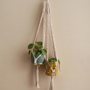 Handmade Macramé Plant Hanger set of 2 - Boho Wall Decor - Natural Cotton - Hanging Planter for Home Interior