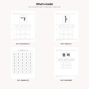 韓国語ハングル書き取り練習ワークブック | K-POP K-DRAMAファン向け印刷PDF | 全4巻492ページ | 初心者からのハングル imagen 2