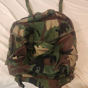 Vintage US Militär IIFS Fighter Patrol Radio Pack M81 Woodland Camo Rucksack Reparatur