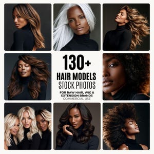 130+ Raw Hair Stock Photos | Wig & Extension Model Photography | Dark Studio Beauty Stock Images | Commercial Use
