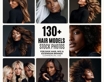 130+ Raw Hair Stock Photos | Wig & Extension Model Photography | Dark Studio Beauty Stock Images | Commercial Use