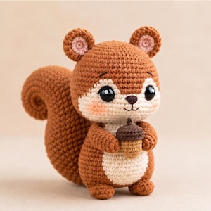 Patrón de ganchillo PDF de ardilla de zarzas / Peluche amigurumi del bosque (descarga digital)
