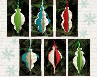 DIY Christmas Ornament Collection: set of 12 DIY Paper Ornaments, 2014 Edition (instant download .PDF template file & instructions)