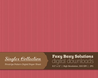 Instant Download Red Pinstripe Printable Digital Paper for Scrapbooking - Digital Download Supply - Rustic Shabby Chic Digital Background