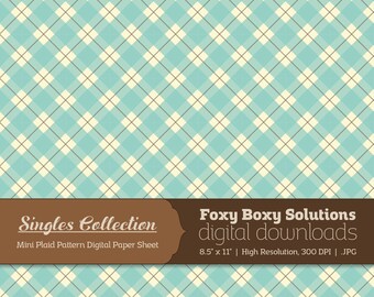 Direktnedladdning av blått rutigt utskrivbart digitalt papper för scrapbooking - Digital nedladdningsmaterial - Rustik shabby chic digital bakgrund