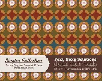 Ancient Egyptian Geometric Pattern Printable Digital Paper - Instant Download Supply for Scrapbooking & Crafting - Single Sheet Printables