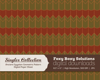 Ancient Egyptian Geometric Pattern Printable Digital Paper - Instant Download Supply for Scrapbooking & Crafting - Single Sheet Printables