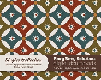 Ancient Egyptian Geometric Pattern Printable Digital Paper - Instant Download Supply for Scrapbooking & Crafting - Single Sheet Printables