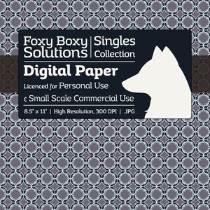 Moroccan Pattern Digital Paper - Single Sheet in Desaturated Violet, Dark Blue, & White - Printable Scrapbooking Paper