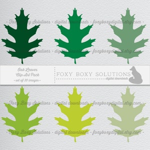 Leaf Clipart Digital Download set of 30 Digital Scrapbooking Images - Instant Download of Oak Leaves Clipart - Spring Clipart - Fall Clipart