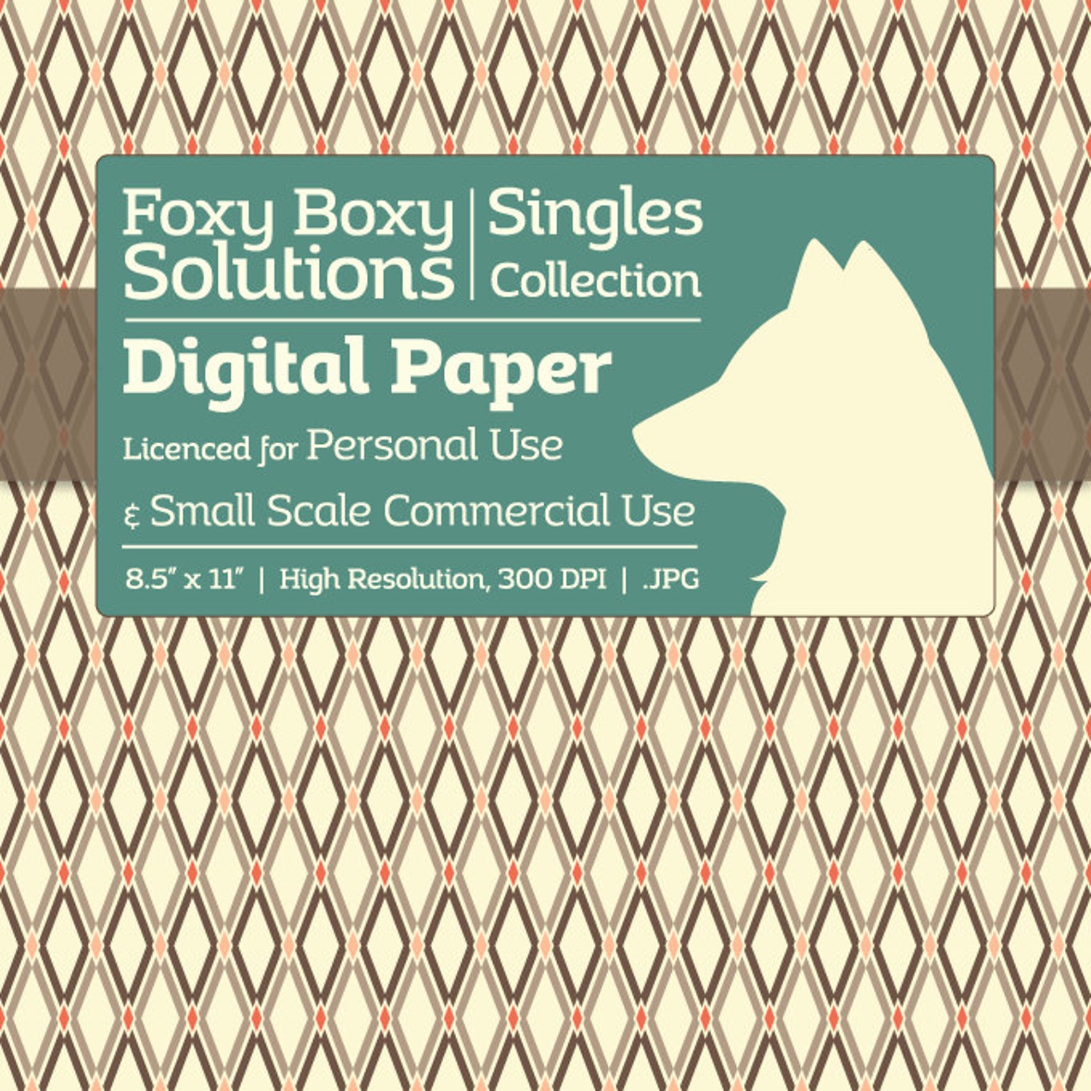 Fancy Diamond Pattern - Single Sheet in Brown - Printable Scrapbooking ...