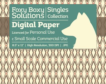 Fancy Diamond Pattern - Single Sheet in Brown - Printable Scrapbooking Paper